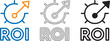 © NASRIN - Three variations of a circular arrow icon with ROI text