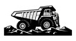 © Atok - Massive Mining Dump Truck Silhouette on Rocky Terrain, Industrial Haulage