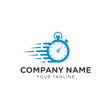 © Budi - Blue Stopwatch with Speed Lines Logo Design for Fast Service Company.