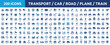 © Icons-Studio - Huge set of 200 solid icons. Mega collection concept of transport, vehicle, car, logistics and shipping. Vector illustration.