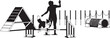 © mydigitalzone - Dog jumping over hurdle with handler at agility course obstacle