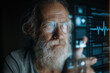 © plaassc - Elderly man hologram interface digital health data futuristic technology monitoring