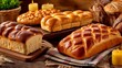© Maina - Freshly Baked Bread on Wooden Table with Candles and Rustic Kitchen Decor