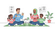 © Percetakan - Diverse family in meditation pose together.