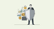 © ajji - Businessman Holding Large Shield Protection.