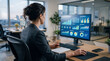 © iQbal Esmoyr - Female Data Analyst Working on Business Intelligence Dashboard in Modern Office.