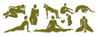 © Ольга Фурманюк - Woman contemporary abstract figures silhouette, hand drawn cut out feminine form different poses. Flat collage mid-century style, applique unique design, female shape poster, decorative art. Isolated.