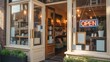 © ghulab - Charming retail storefront with open sign cozy boutique shop exterior and small business concept