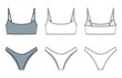 © aiven studio - Scoop Neck Bralette Bikini Set technical fashion illustration. swimwear vector template. adjustable strap bikini top. high cut bottom. women beachwear. CAD mockup.