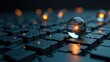 © Fotograf - A crystal ball sits atop a computer keyboard, offering insight and guidance in the digital age