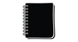 © jivect02 - A stark black spiral bound notebook is prominently displayed against a white background presented as a silhouette