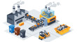 © talkative.studio - Isometric view of an industrial recycling facility with conveyors and machinery