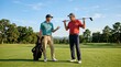 © utaem2022 - Intergenerational golfers sharing advice and conversation on course