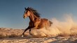 © Olena - Intense desert run: muscular bay horse charging along warm dunes