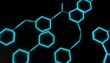 © Hunaif - Glowing Blue Molecular Structure on Black Background