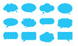 © SpainArts - variety speech bubbles blue dialog cloud shapes communication icons set chat symbols collection messaging templates flat design vector illustration social media conversation elements pack