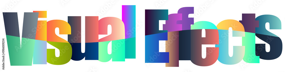 Colorful Visual Effects Text Design Isolated on Transparent Background ...
