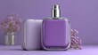 © Zhiandra_Dsgn - Shiny Purple Perfume Bottle with Silver Cap on Soft Lavender Surface