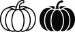 © dalim  - Black and white pumpkin illustration, vector artwork featuring two pumpkins with contrasting styles, one white-filled and one solid black, ideal for Halloween, autumn, and seasonal design projects.
