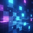 © Xenderr - Abstract geometric grid with glowing blue and purple squares, digital perspective