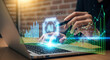© Alisha - Person using laptop ai artificial intelligence in big data information graph analysis database algorithm innovation software statistic complexity research visualization model prediction technology