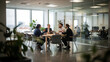 © Rosdiana - Blurred office interior space background with people working and meeting on table Business concept