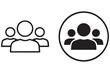 © Aminul - Teamwork and collaboration two groups of people icons in black and white