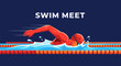 © Hatama - Swimming Competition Poster Depicting Swimmer In Mid-Stroke Action Displaying Aquatic Motion