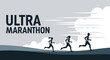 © Runi - Ultra Marathon Runners Silhouetted Against a Cloudy Sky During a Long Distance Run