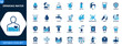 © JIm Studio - Drinking water icon set, clean water, tap, bottle, hydration, mineral, purified, beverage, wellness. Icons collection. Vector.