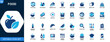 © JIm Studio - Food icon set, restaurant meals, dishes, fruits, desserts, fast food, beverages, cooking ingredients icons collection. Vector.