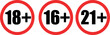 © Taras - Age restriction icons 16+, 18+, 21+ – adult content rating symbols