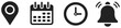 © welcome  saiful - Time date and notification line icons calendar address location pointer and alarm bell notice alert business schedule and office time clock location place date reminder, event scheduling and time