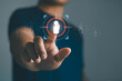© MUNTHITA - Personalization marketing, target customer, buyer persona, marketing segmentation, job recruitment concept. customer centric strategies. Person hand touching virtual icon focused on target customer.