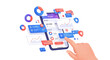 © semperat - Hand holding smartphone with graphs.