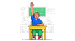 © semperat - Boy raising hand in classroom setting.