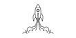 © Pabon Art Gallery - A simple black and white line drawing of a rocket ship launching into space with smoke.
