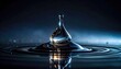 © Serolistudio - A glowing liquid metal droplet hovers in mid-air, casting soft reflections on the dark, rippling surface