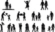© MSTRAZINA - Family silhouettes collection showing parents and children bonding, walking, playing and expressing love in diverse lifestyle vector illustration