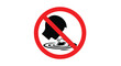 © Habib - Prohibitory safety sign featuring a black silhouette of a person throwing a smartphone into water ripples behind a red slash.