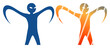 © NATASA.52 - Two stylized figures reaching out, one blue, one orange, symbolizing connection and diversity.