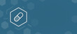 © sh99 - Abstract medical background with a pill icon in a hexagon frame, conceptual design for healthcare and pharmaceutical technology communication