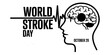 © D-Stocker2026 - A black and white graphic design representing world stroke day on the twenty ninth of october. Vector, illustration