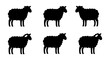 © Rajib - Black sheep silhouette collection, set of 6 farm animal vector icons, woolly lamb profiles for agriculture and livestock branding