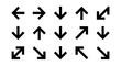 © Rohan - Minimalist black arrow icons set, 15 vector direction symbols for navigation, geometric pointer signs for web interface and app design