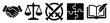 © Maestro - Versatile set of modern black icons symbolizing key societal concepts like partnership law strategy solutions and wisdom suitable for various professional and informational presentations