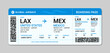 © StarTemplate - Realistic airline boarding pass template with flight details. Blue and white modern airplane boarding pass vector illustration. Air travel concept