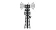 ©  vectors studio - Black silhouette of a cellular tower with radiating signal waves