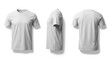 © Standard - Three views of a plain white t-shirt: front side and back isolated on a clean backdrop