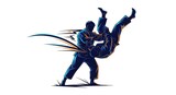 Martial arts illustration of a man performing a kick